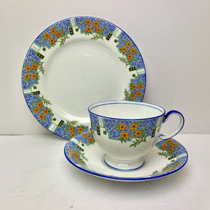 Antique Art Deco 1920 Aynsley England Tea Cup and Saucer Trio Very Rare Stamp Marks for 1920 for 11 sets and Stamp Mark for 1934 for one Set. This is a set of 12 Trios or 36 pieces. All in excellent condition. 100 year old pieces!