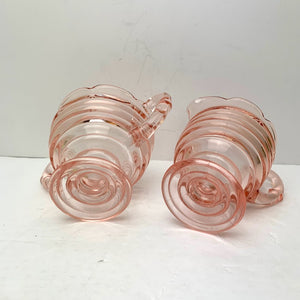 Vintage Manhattan Pattern Pink Depression Glass by Hocking Glass Company Creamer and Matching Sugar