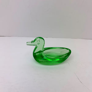 Vintage Green Glass Swan Shaped Salt Cellar