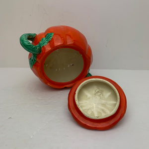 Occupied Japan Rare Bright Orange Tomato Shaped Creamer, Sugar and Tray, Maruhon Ware