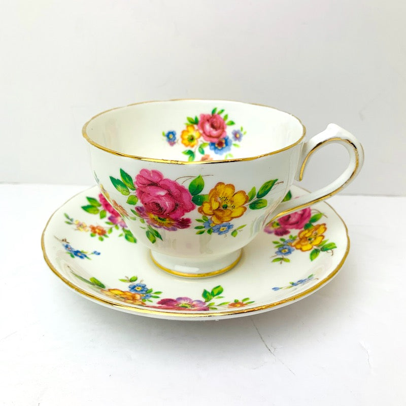 Tea Cup and Saucer TRIO Royal Chelsea England with Cookie Plate