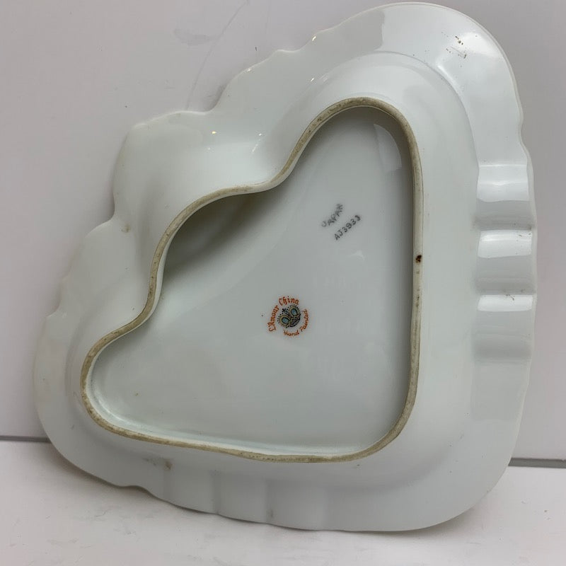 Antique Ceramic Heart Shaped Porcelain Ashtray